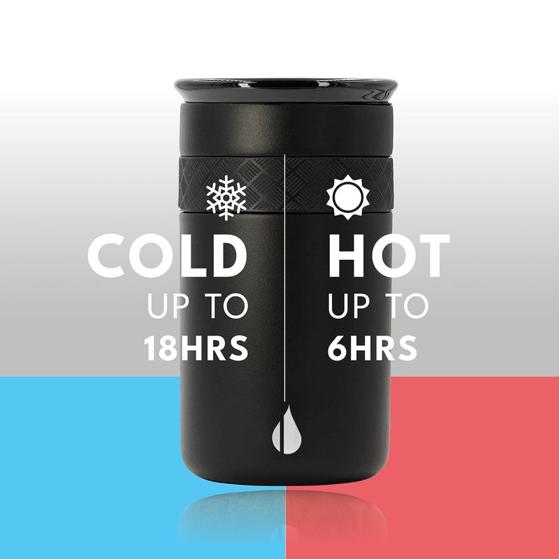 Elemental Artisan Insulated Tumbler, Triple Wall Coffee Travel Mug, Reusable Stainless Steel Coffee Tumbler with Ceramic Lid, Thermal Coffee Cups for Hot (6 Hrs) & Cold (18 Hrs), 12oz - Black - Image 3